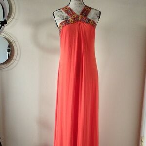 The Limited Orange Embellished Halter Maxi Dress